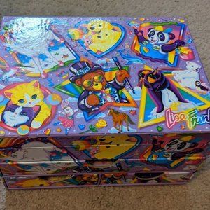 Vintage LISA FRANK Jewelry Box Craft Organizer Markers Pencils Stamp Envelopes